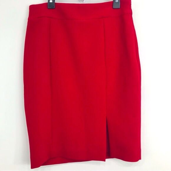 Ann Taylor Red Front Slit Professional Career Holiday Pencil Skirt - Picture 1 of 13
